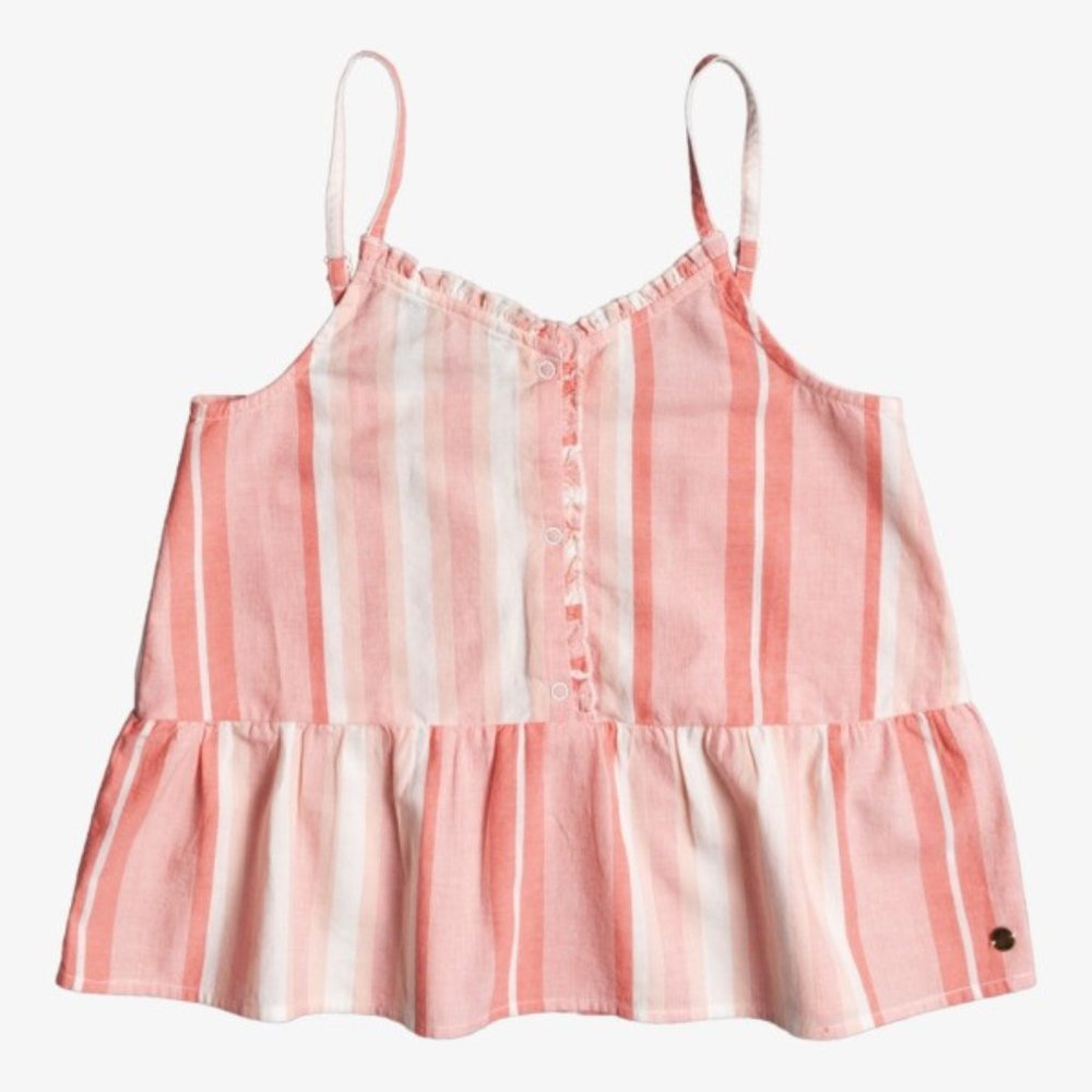 ROXY GIRL DON'T CALL ME UP PINK & WHITE STRIPPED TANK TOP 14/XL NWT **203**